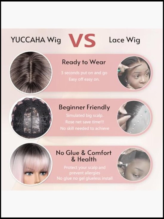 26 Inch Long Straight Wig with Bangs Heat Resistant Synthetic Hair for Party main image 4